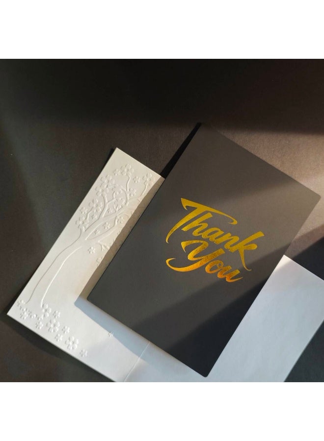 BenQuand Premium Mysterious Black & Gold Foil Thank You Greeting Card Set with Envelope, Stickers - Thank You Card - Postcard ，Perfect Gift for Middle East Celebrations, Business - Image 3